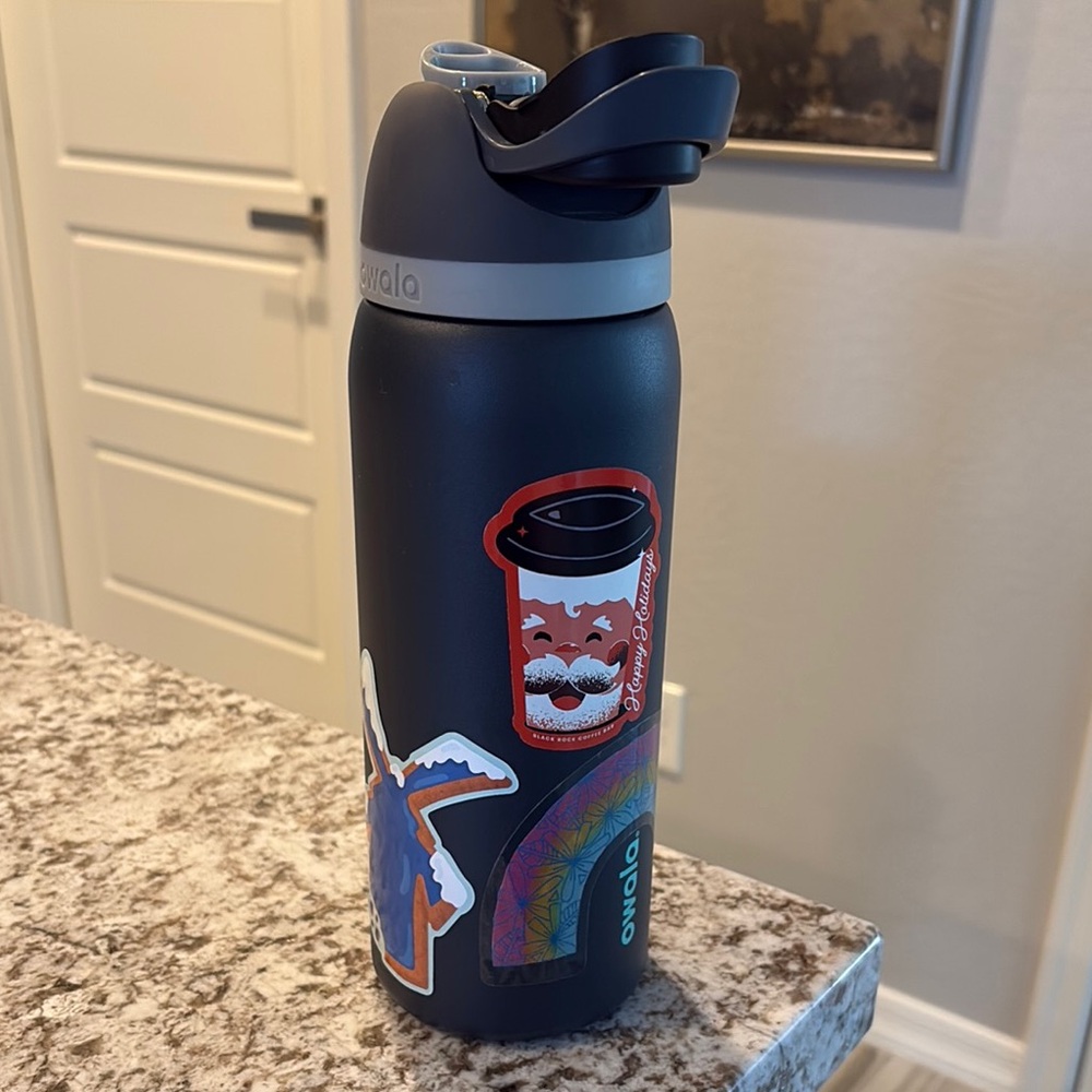 Owala Black Water Bottle with Stickers